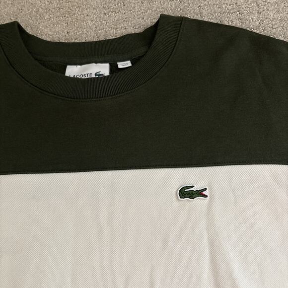 Lacoste Long Sleeve Brushed Pique Fleece Colorblock Sweater Sweatshirt Sz 3XL - Picture 2 of 10
